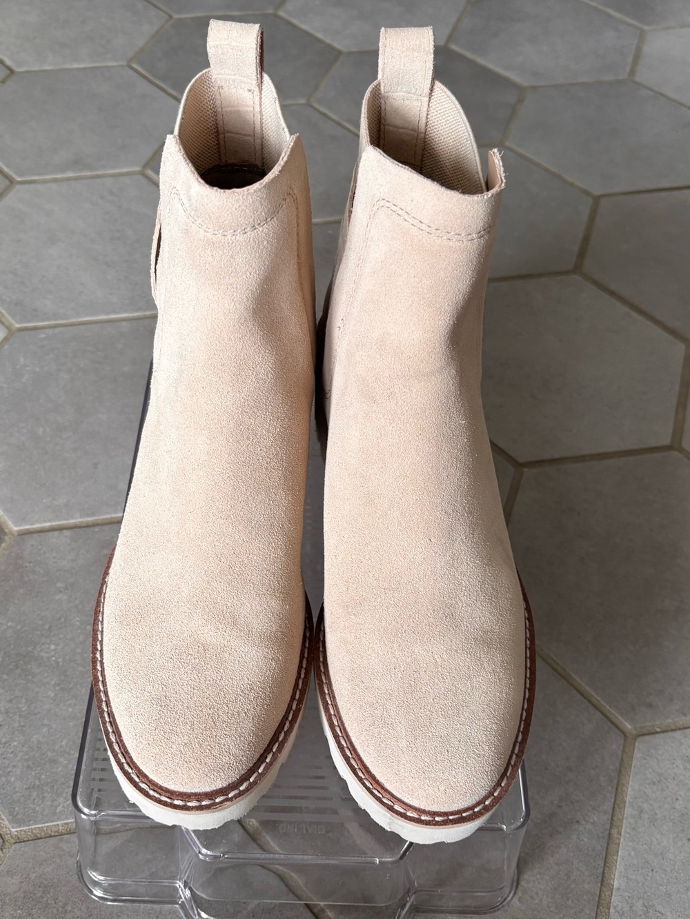 Dolce Vita Light Beige Suede Chelsea Ankle Boots